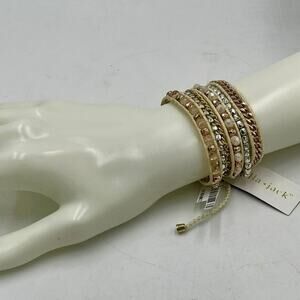 Bella Jack‎ Multi Strand Natural Neutral Colors Adjustable Bolo Bracelet New